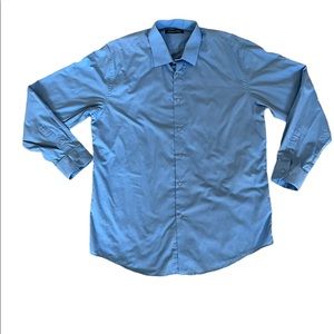adrienne vittadini mens dress shirts Adrienne Vittadini Men's Blue White Dots Stretch Dress Shirt Size XL 17 34/35